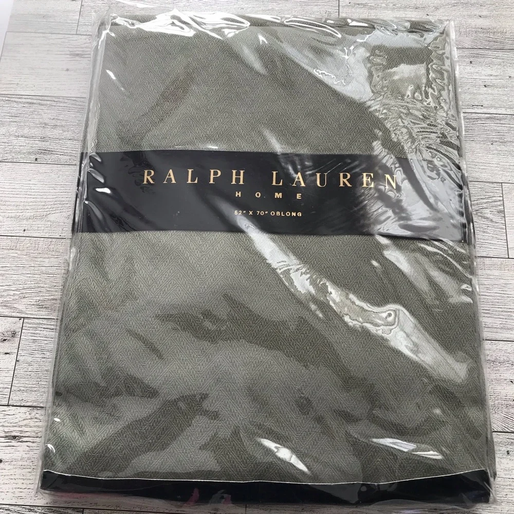 Ralph Lauren Home Sage Green Oblong Basketweave Tablecloth